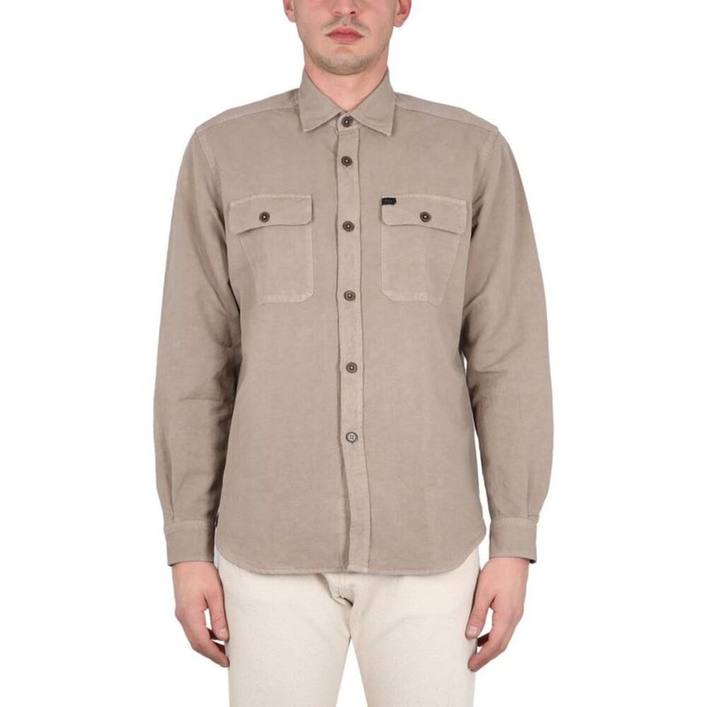 FAY Men's Cotton Twill Utility Shirt Men BROWN Shirts